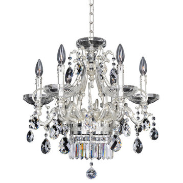 Rossi 6 Light Two-Tone Silver Chandelier With Firenze Clear Crystal