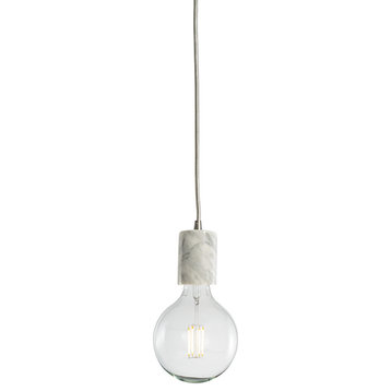 Bulbrite Direct Wire Pendant Kit, Natural Marble, White Socket With Silver Cord
