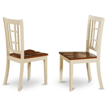 Nicoli Dining Chair With Wood Seat Buttermilk and Brown Finish, Set of 2
