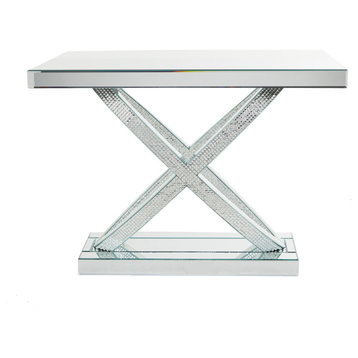 Rustic Silver Glass Console Table 563140