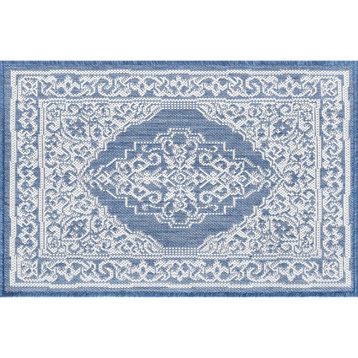 Eamon Oriental Floral Indoor Rug, Blue/Cream, 2'x3'