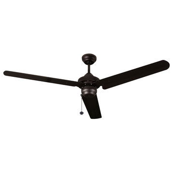 54 inch Industrial 3 Metal Blades Ceiling Fan Without Light - Black