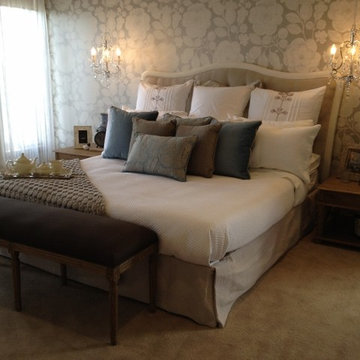 Surrey Hills, Master Bedroom, Provincial styling, gorgeous wallpaper and linen