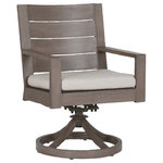 Sunset West Outdoor Furniture - Laguna Swivel Dining Chair With Cushions, Canvas Flax - A re-imagination of materials, the Laguna collection from Sunset West embodies effortlessly stylish living. Crafted in lasting aluminum, with a hand-brushed finish to mimic real driftwood, Laguna captures a timeless look with modern sensibility _ offering the look and feel of natural wood, with minimal maintenance.