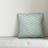 Teal Lattice Pattern Outdoor Throw Pillow, 20"x20"