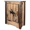 Montana Woodworks Homestead Pine Wood Accent Cabinet with Engraved in Brown