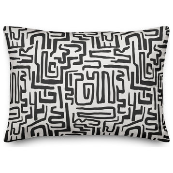 Black Maze Lines 14"x20" Spun Poly Pillow