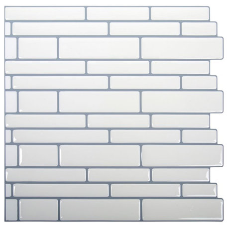 Truu Design Plastic Peel/Stick Backsplash Wall Tile Set in White (Set of 6)