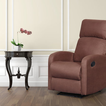 Modern Home Slim Design Microfiber Brown Recliner, Brown