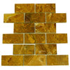 2" x 4"Multi Brown Polished Mesh-Mounted Onyx Mosaic Tiles