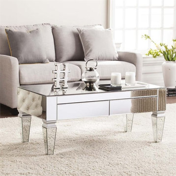 SEI Furniture Darien Contemporary Mirrored Storage Coffee Table