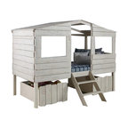 rustic oak tree house twin bunk, loft bed, w/desk - transitional rustic oak tree house twin bunk, loft bed, w/desk - transitional