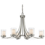 Z-lite - Z-Lite 426-6-BN Six Light Chandelier Willow Brushed Nickel - Clean, graceful lines of the arms + glass shades define the Willow family. Brushed nickel fixtures and inner matte opal with clear outer glass shades create clean and unique designs.