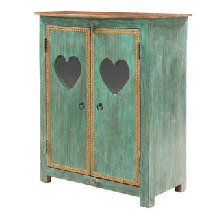 Modern Mosaic Brass Inlay Solid Wood Tall Storage Cabinet.