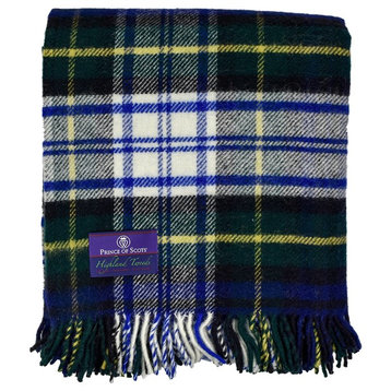 Prince of Scots Highland Tweed Pure New Wool Fluffy Throw, Dress Gordon