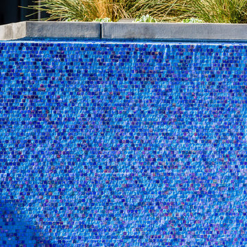 Sunlit Iridescent Glass Tile Spa Detail