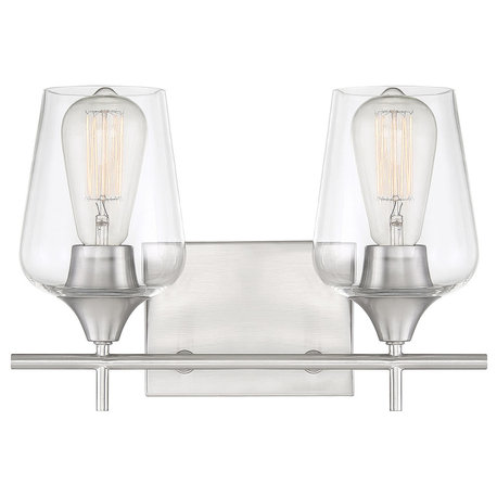 Octave Bathroom Vanity Light, Satin Nickel, 2-Light