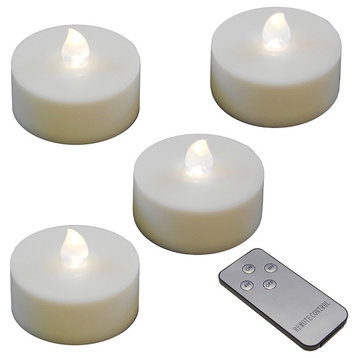 Battery Operated Extra Large Tea Lights with Remote Control and 2 Timers, White