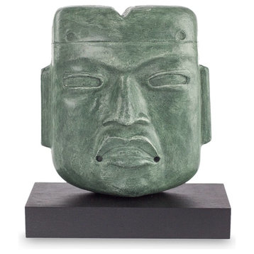 Novica Olmec Mortuary Mask Sculpture