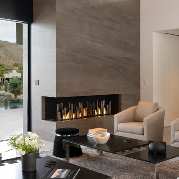 Bighorn Palm Desert luxury home modern living room fireplace design