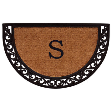 Ornate Scroll Monogram Doormat 2'x3', Letter S
