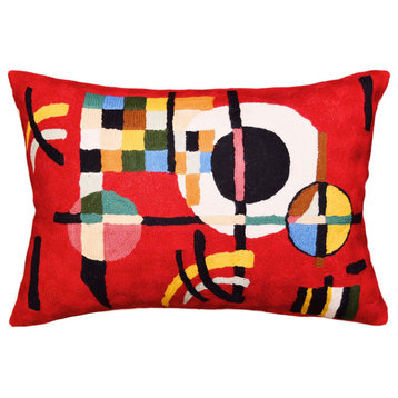 Lumbar Red Kandinsky Decorative Pillow Cover Abstract Counterweights Wool 14x20