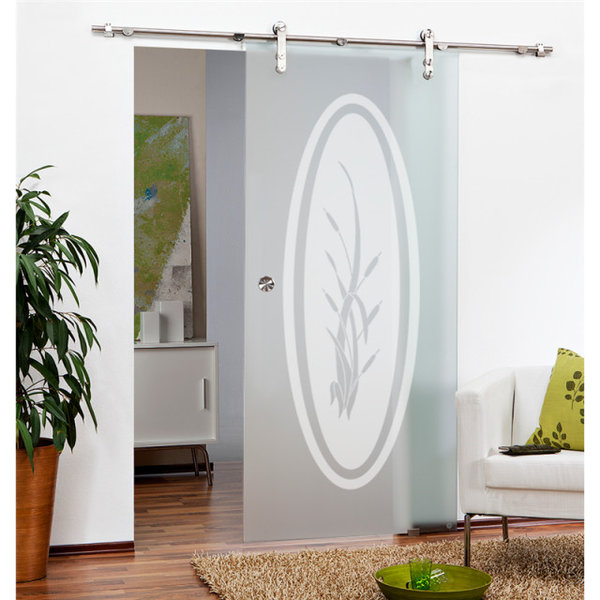 Glass Sliding Barn Door w/ various Opaque (Full-Private) Frosted Desig