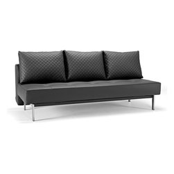 "Innovation" Sly Deluxe Q Black Leather Sofa Bed / Chromed Legs - Sofas