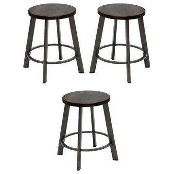 Home Square 18" Transitional Wood Seat Bar Stool in Espresso - Set of 3