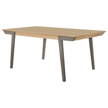Rectangular Wood Dining Table, Natural Acacia and Gray