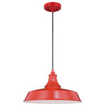 Vaxcel - Dorado 15" Outdoor Pendant Red and White - Utility and style come together in the Dorado collection. This farmhouse inspired duo is a versatile collection where light is the hero. Large open shades offer the maximum light in your outdoor spaces (and indoor too). The Dorado is dark sky compliant and will add a touch of style and flair throughout your home. Mount these barn lights on your porch, entryway, or garage and experience this stylish look for yourself.