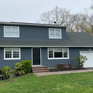Greenlawn Siding - Midnight Blue Shakes with Dutch Lap | Alpha Windows & Siding