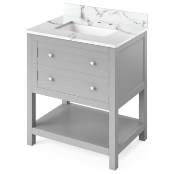 Jeffrey Alexander Astoria 30" Grey Single Sink Vanity With Quartz Top