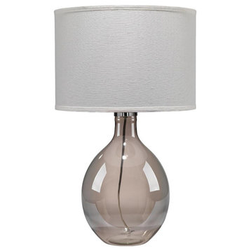 Luxe Clear Gray Glass Bulb Shaped Table Lamp 28 in Minimalist Round Neutral