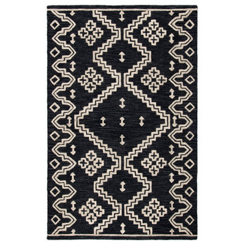 Safavieh Abstract Abt852Z Moroccan Rug, Black/Ivory, 4'x6'