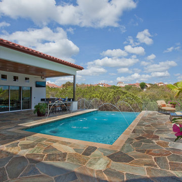 Infinity Edge Pool With Fire Feature