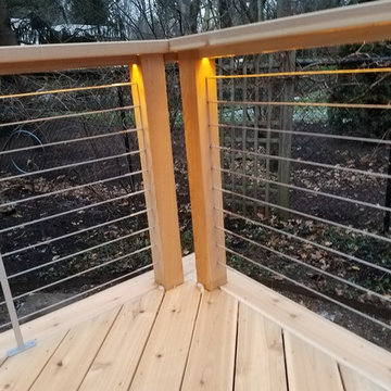 Highland Park, Illinois. Cedar Re-deck With Feeney Cable Rail & Rope Lighting