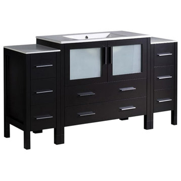 Torino 60" Bathroom Cabinet, Espresso, With Top and Integrated Sink