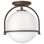 Hinkley Lighting - Somerset Semi-Flush Mount in Buckeye Bronze - Chic and elegant the Somerset collection exudes a quiet and precise sophistication. Subtly fusing modernity with vintage appeal its etched opal glass deftly floats inside a streamlined metal yoke and ring while understated turned metal knobs add an authentic edge.