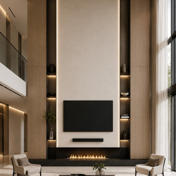 Modern Luxury TV & Fireplace Feature Wall | Houston