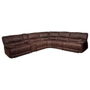 Arans Sectional Sofa Upholstered In Rustic Brown Bonded Leather