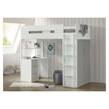 Acme Nerice Loft Bed in White and Gray Finish 38050