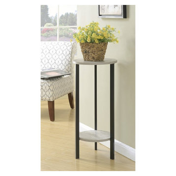 Graystone 31" Plant Stand in Gray Faux Birch Wood and Black Metal Frame