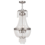 Livex Lighting - Livex Lighting 51854-91 Valentina - Four Light Pendant - Canopy Included: TRUE  Shade InValentina Four Light Brushed Nickel Clear *UL Approved: YES Energy Star Qualified: n/a ADA Certified: n/a  *Number of Lights: Lamp: 4-*Wattage:60w Candelabra Base bulb(s) *Bulb Included:No *Bulb Type:Candelabra Base *Finish Type:Brushed Nickel
