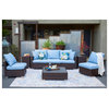 Azura Indoor/Outdoor 3-Piece Seating Set, Base: Brown, Cushions: Sky Blue