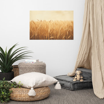 Fields of Gold Minimal Botanical Rustic Subdued Wheat Crops Photorealism Digital