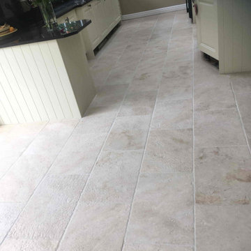 Renovating a large Travertine Kitchen Floor in Nantwich