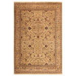 Bareens Designer Rugs - Antique Vegetable Dyed Tabriz Beige/Blue Wool Rug - 9'0'' x 11'6'' - Designed with mesmerizing intricacy and gorgeous color palette, this hand-knotted masterpiece demonstrates the beauty and electrifying thrill of Pak Persian art. These meticulously hand-knotted Pak-Persian rug is made with pure wool and features breathtaking traditional, transitional, and tribal designs in bold luxurious color pallets. Known for their intricate designs these rugs are a reproduction of Persian rugs, made in Pakistan with unique Mughal designs. Made by master weavers using the same Persian texture, design and dying technique, we wanted to produce the most significant manifestation of Persian art, life, and culture. This rug is most famous for its exceptional quality, incredible designs, patterns, and vibrant rich color. Pak-Persian rugs made with Persian weave with high knot counts, which enables the high intricacy and detail found in the patterns are also referred to as "State of art", each color adds a rich beautiful detail in the artwork of this rug. The design, color, and beautiful chromatic composition with a vibrant sheen with intricate designs, exude beauty, elegance, and quality make this rug a masterpiece of its own.
