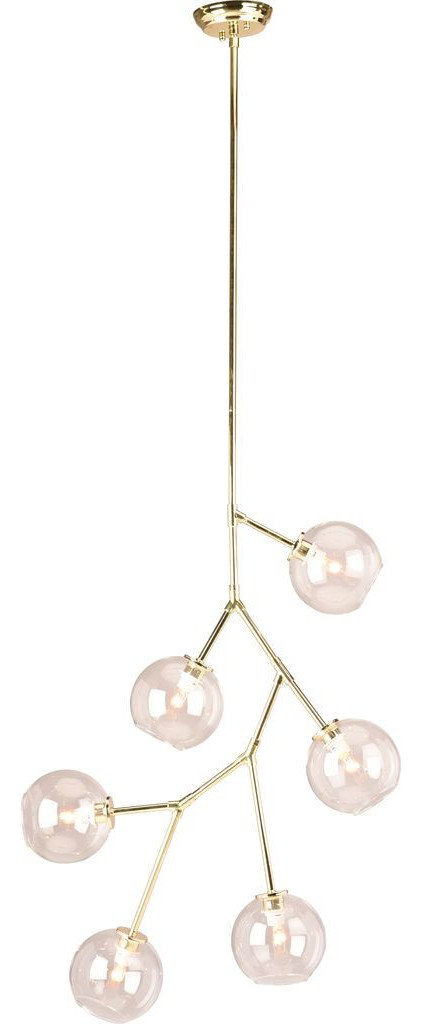Nuevo Living Atom 6 Lighting Pendant, Clear Glass - Midcentury ...
