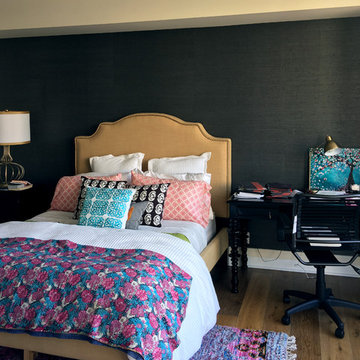 Black Grass Cloth Headboard Wall